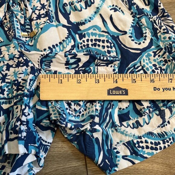 Lilly Pulitzer Katia Shorts SZ XS Keep on Trunkin Blue White Elephant Rayon - Picture 6 of 11